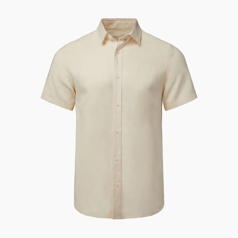Onia Standard Short Sleeve Linen Shirt | Oat - M